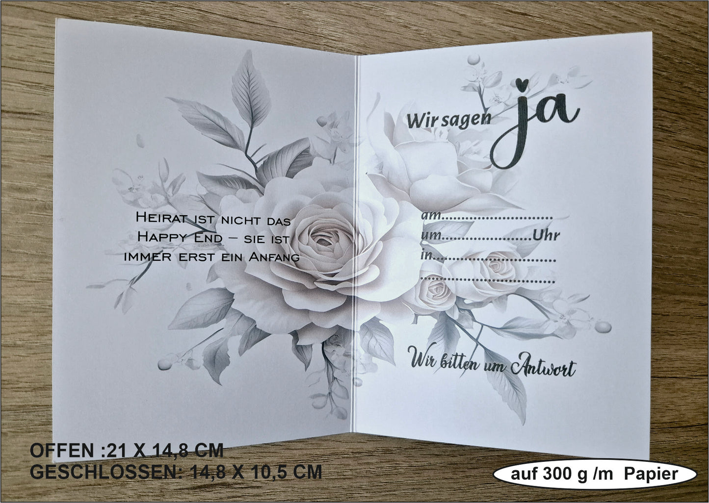 12 STK- Einladungskarten Klappkarte mit Innentext -Inklusive Briefumschlag