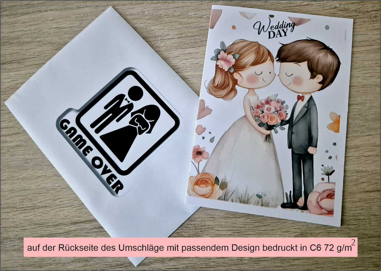 12 STK- Einladungskarten- Klappkarte mit Innentext- Inklusive Briefumschlag!