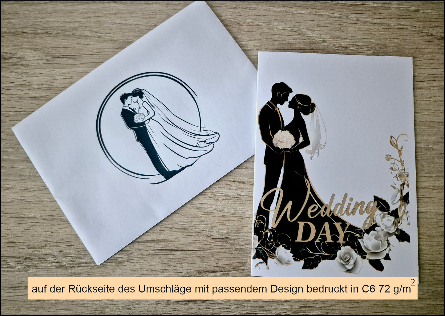 SET 12 STK- Einladungskarten Klappkarte mit Innentext Inklusive Briefumschlag