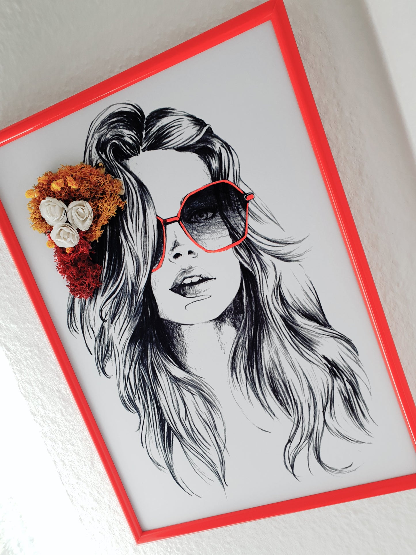 Moos Wandbild Frauenporträt