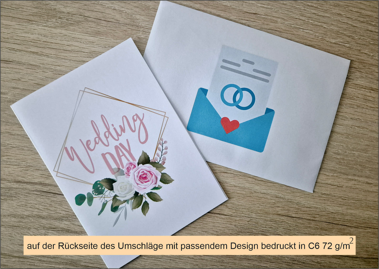 12 STK- Hochwertigen Einladungskarten Klappkarte mit Innentext Inklusive Briefumschlag!