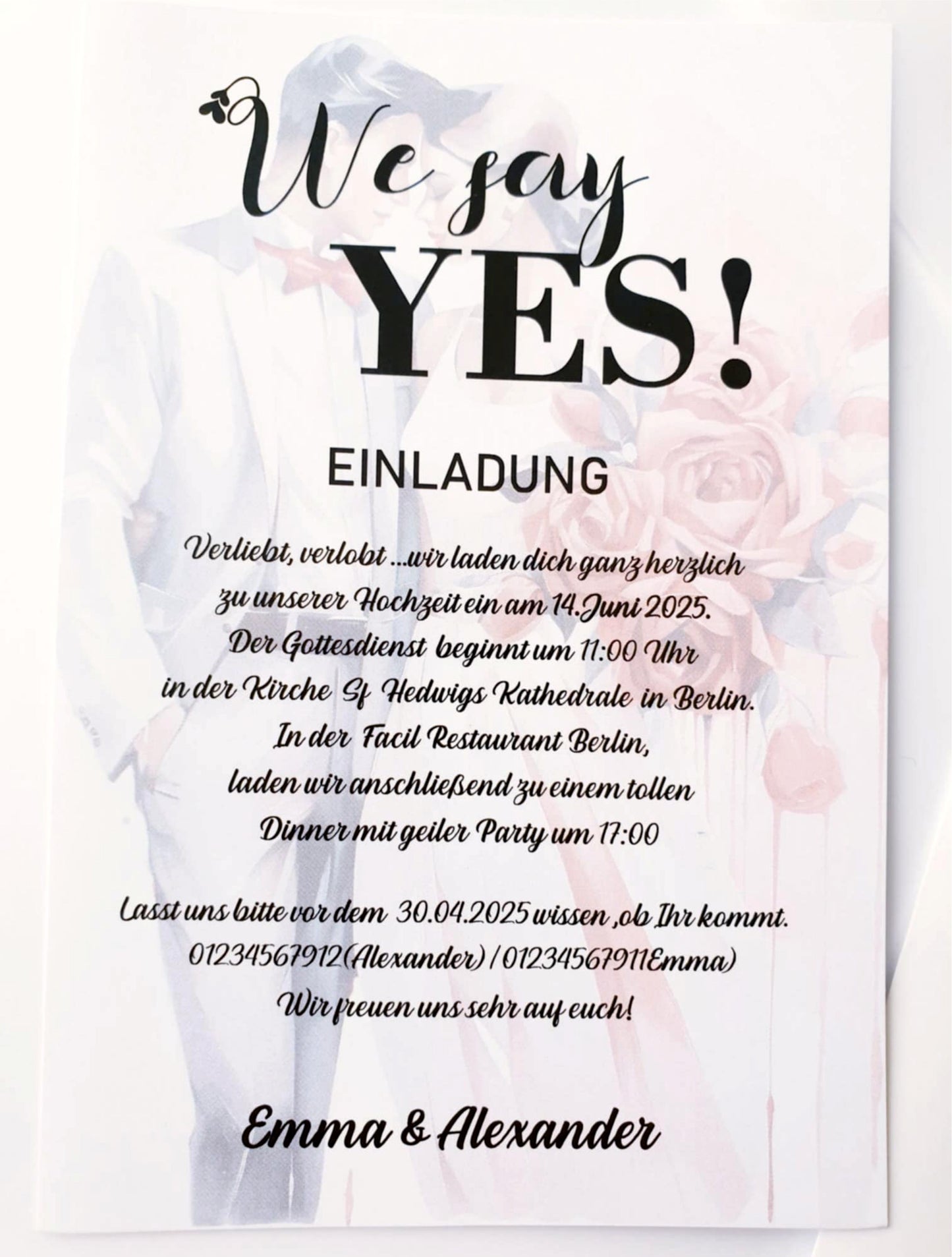 30 stk- Einzigartige, handgemachte Hochzeitseinladung – Ein Hauch von Eleganz für euren großen Tag!