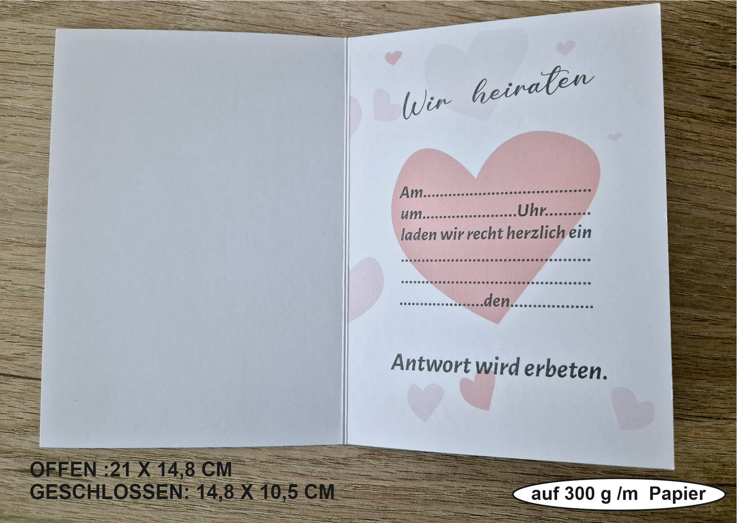 Set 12 STK- Einladungskarten Klappkarte mit Innentext -Inklusive Briefumschlag!