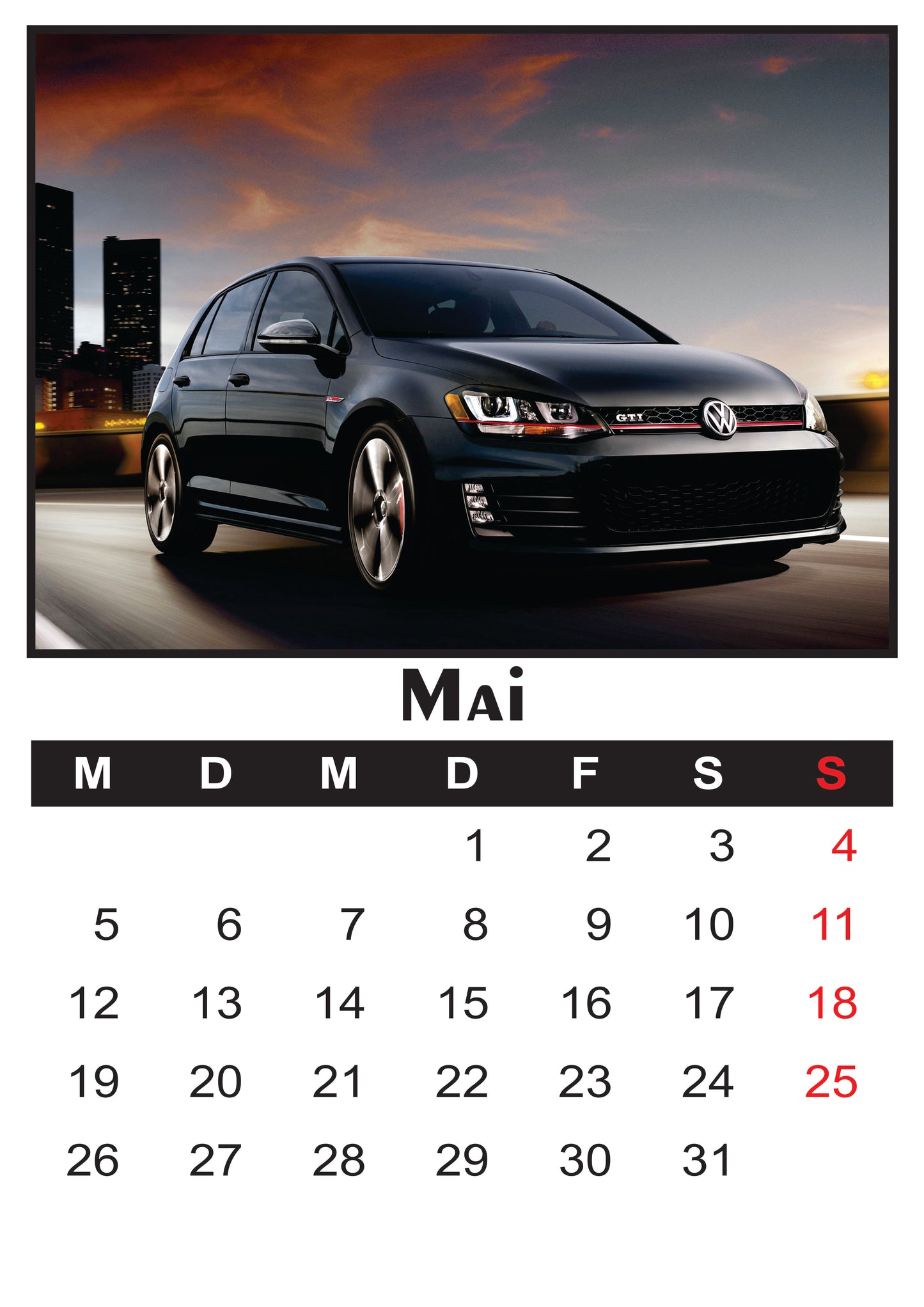 Wandkalender VW 2025 A4