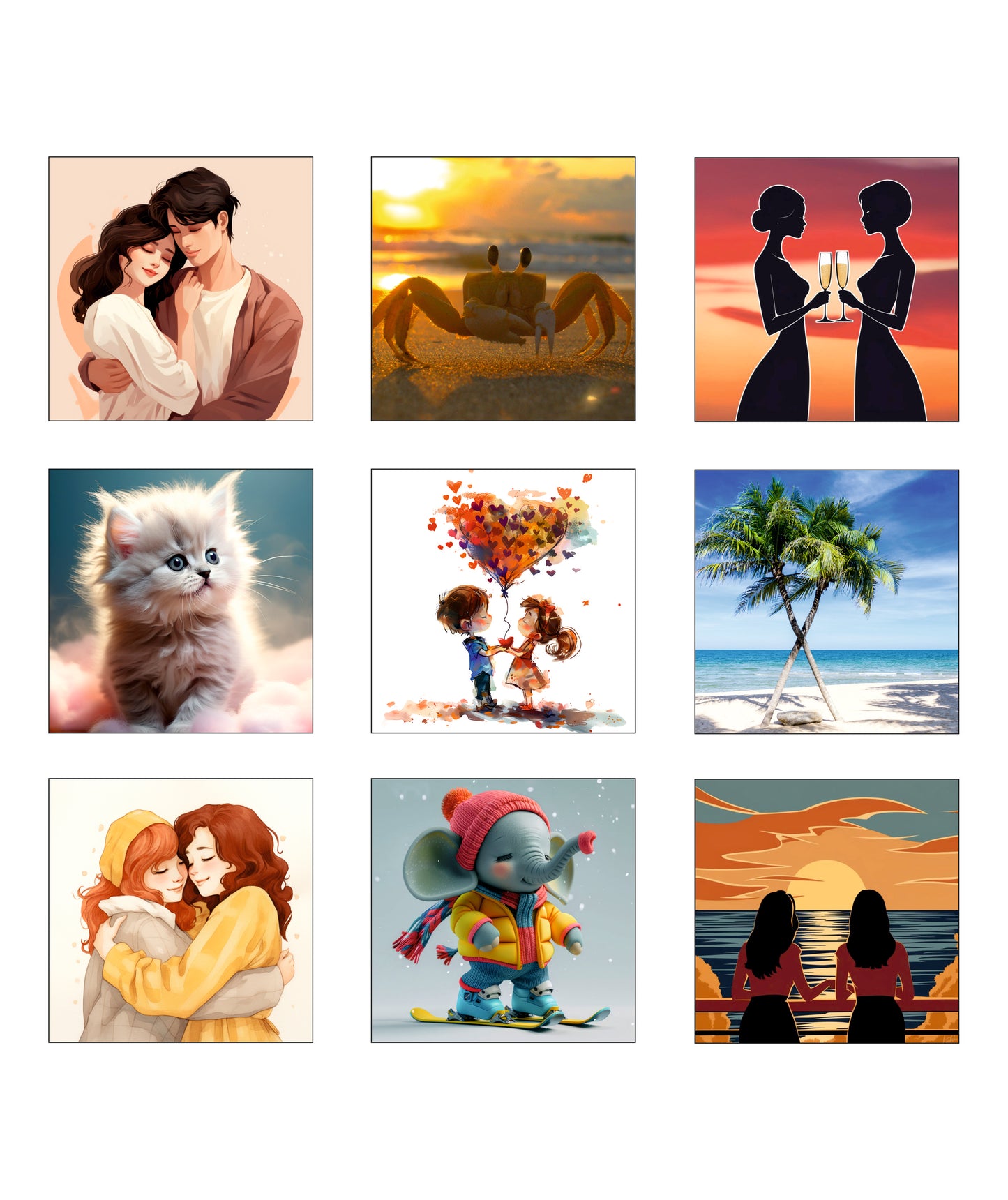 Personalisierte Fotomagnete Set aus 9 stk - 5,5x5,5 cm