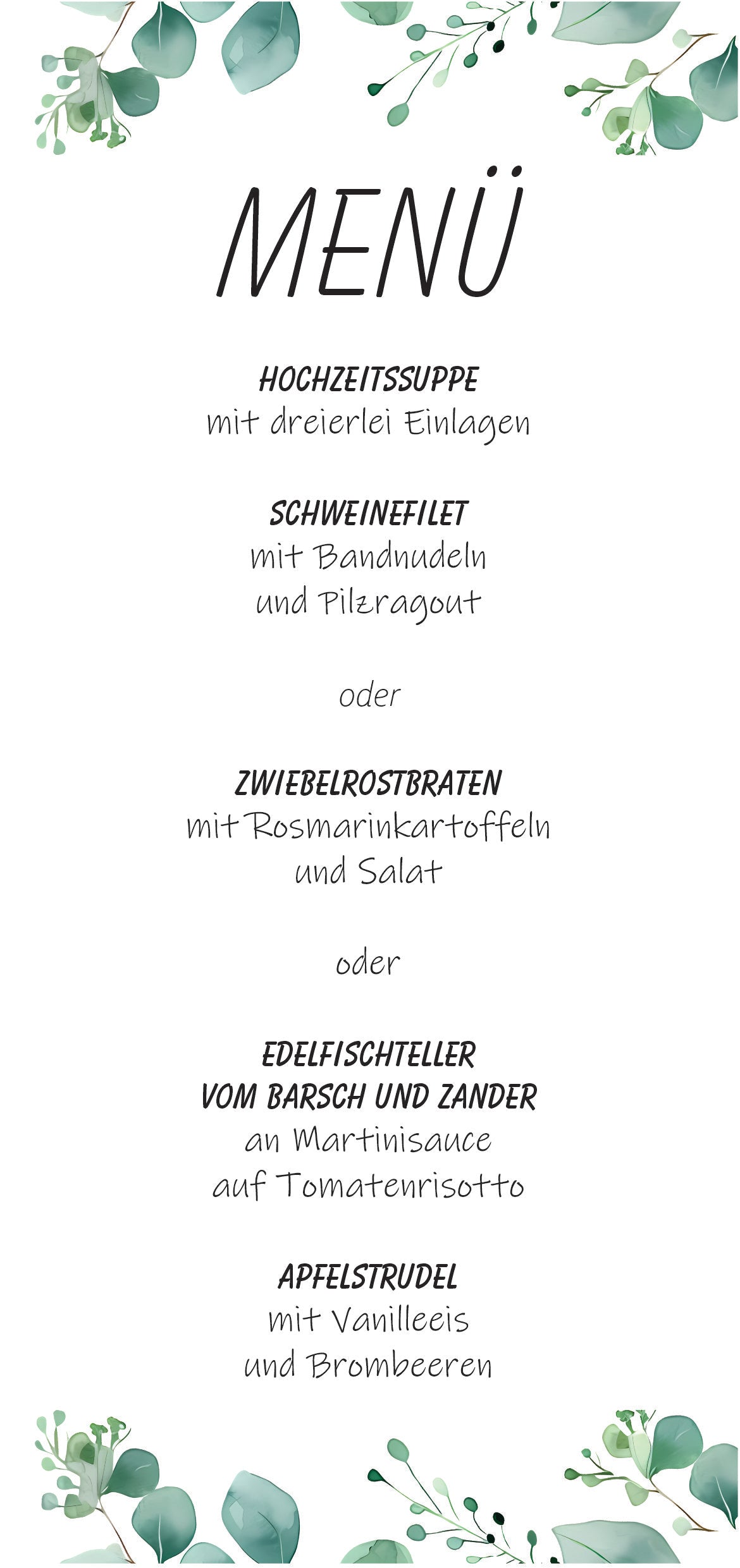 10 STK Menükarte Hochzeit