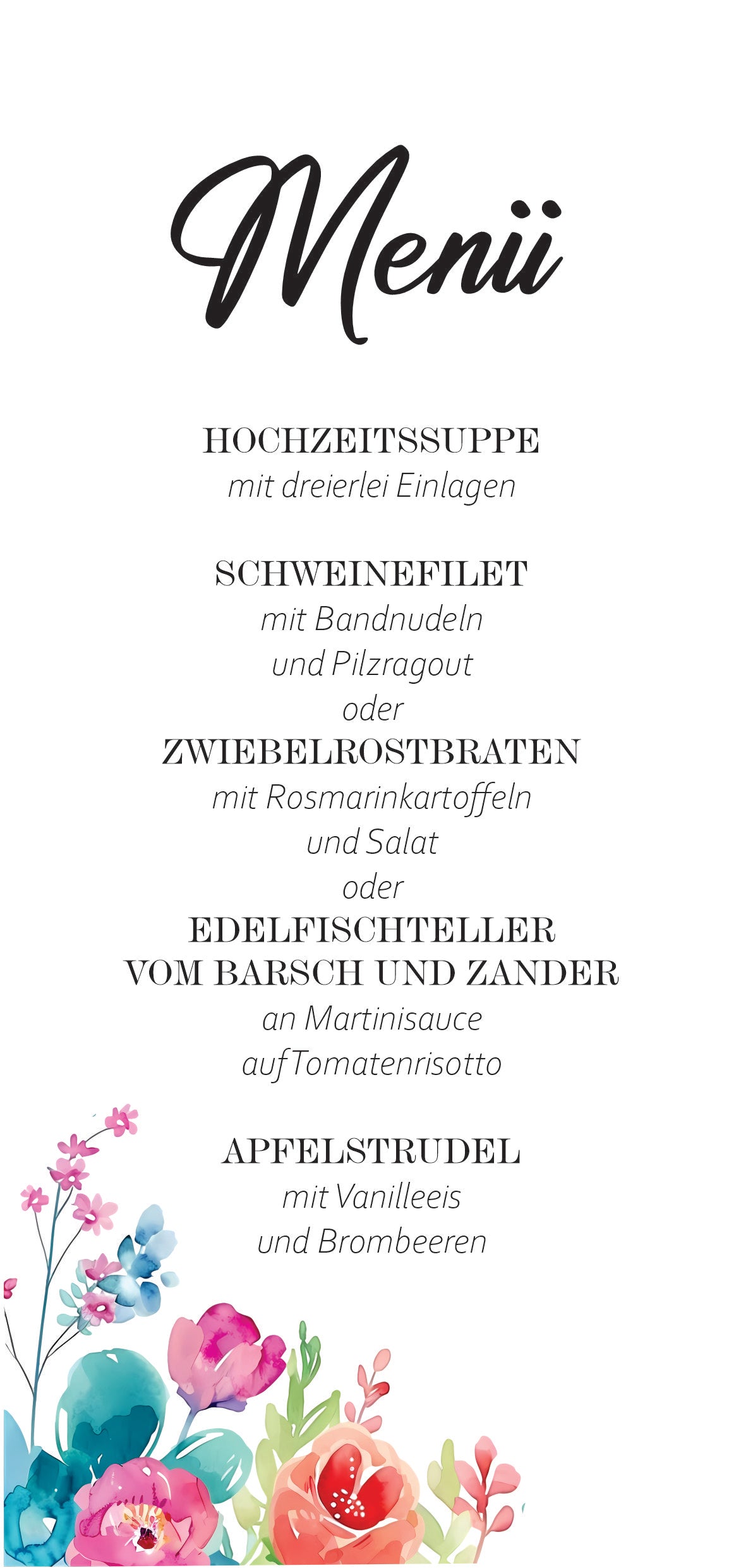 10 STK- Menükarte Hochzeit