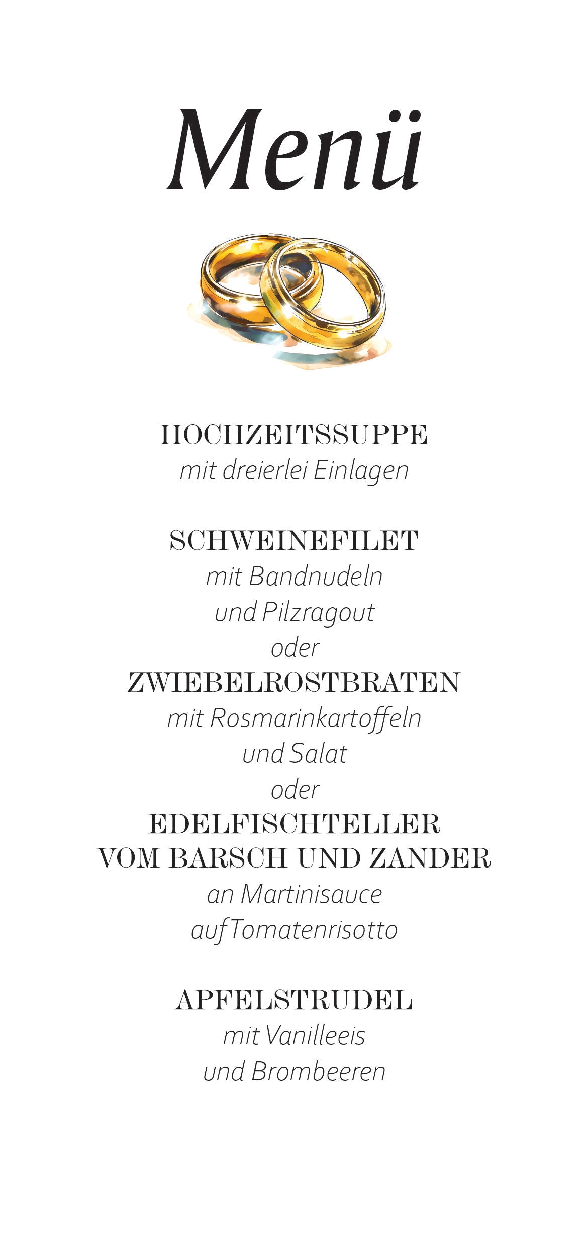 10 stk Menükarte HOCHZEIT