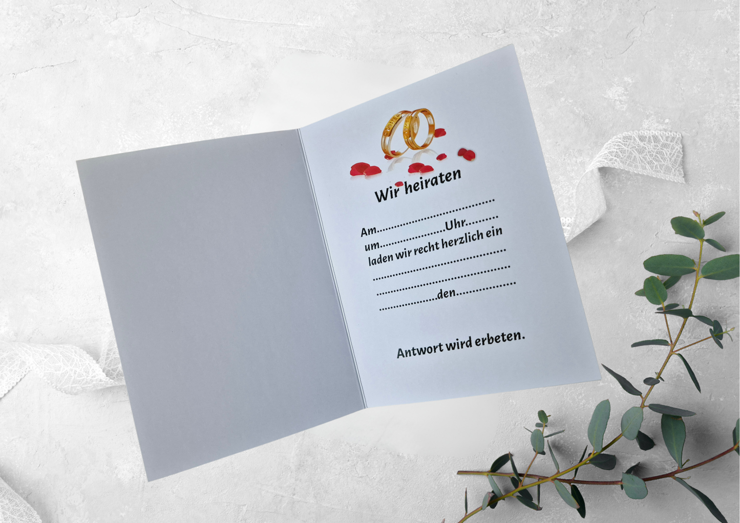 Elegante Einladungskarten Set 12 Stück-Klappkarte mit Innentext Inkl. Briefumschlag-D9