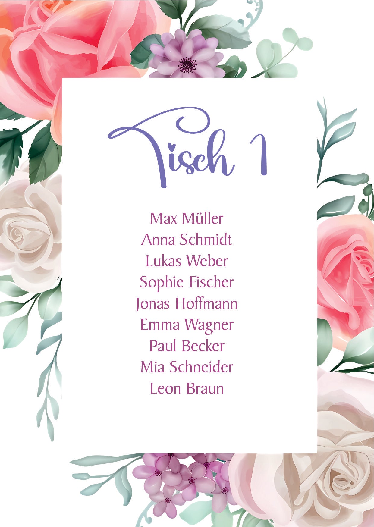 Rose Sitzplan 10 stk