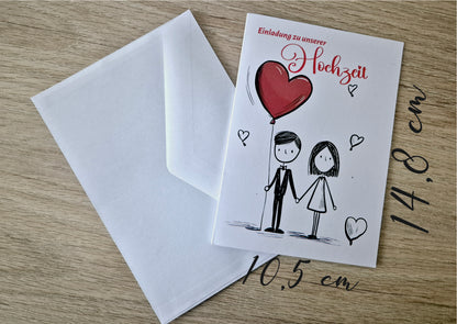Set 12 STK- Einladungskarten Klappkarte mit Innentext -Inklusive Briefumschlag!