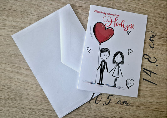 Set 12 STK- Einladungskarten Klappkarte mit Innentext -Inklusive Briefumschlag!