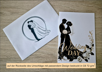 SET 12 STK- Einladungskarten Klappkarte mit Innentext Inklusive Briefumschlag