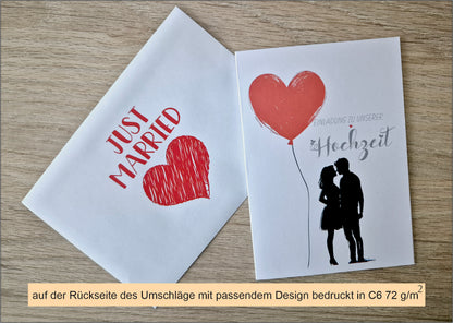 12 STK- Einladungskarten Klappkarte mit Innentext Inklusive Briefumschlag