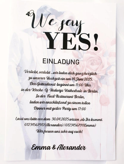 30 stk- Einzigartige, handgemachte Hochzeitseinladung – Ein Hauch von Eleganz für euren großen Tag!