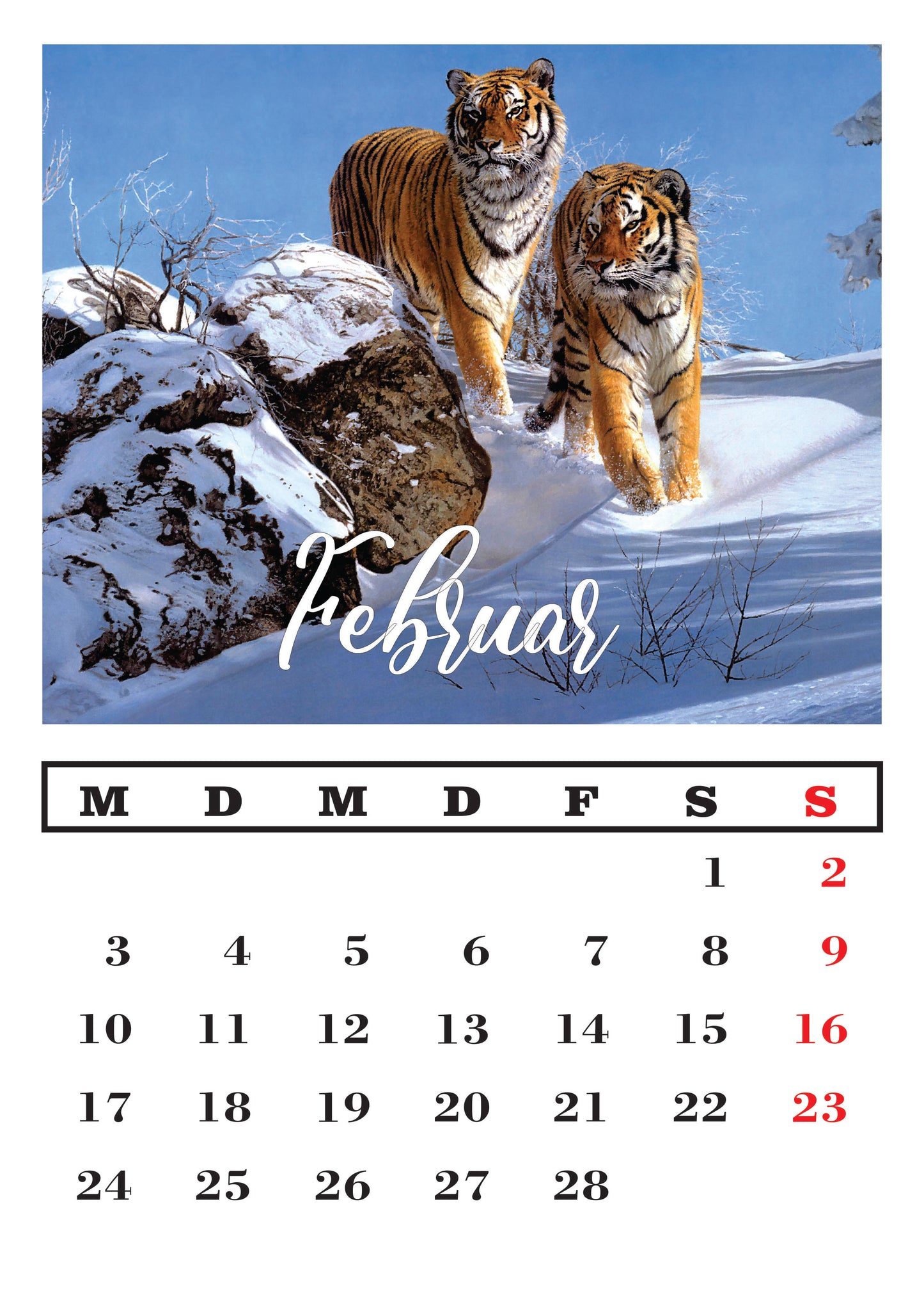 Tiger Wandkalender 2025