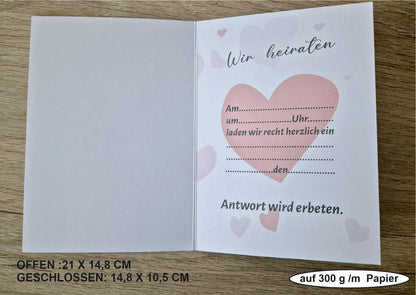 Set 12 STK- Einladungskarten Klappkarte mit Innentext -Inklusive Briefumschlag!