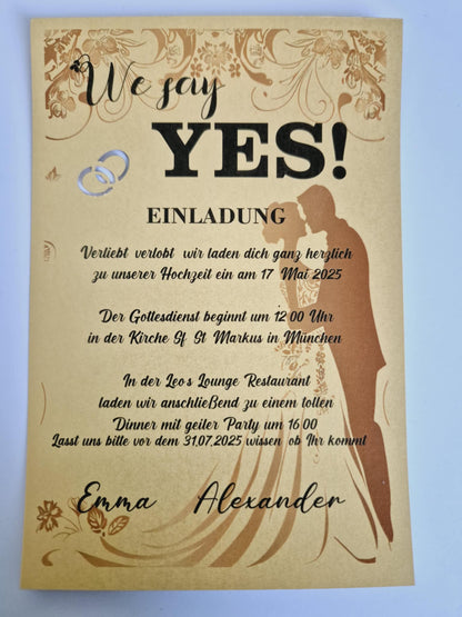 30 STK -Hochzeitseinladung mit einem perforierten Motiv in Form von Ringen