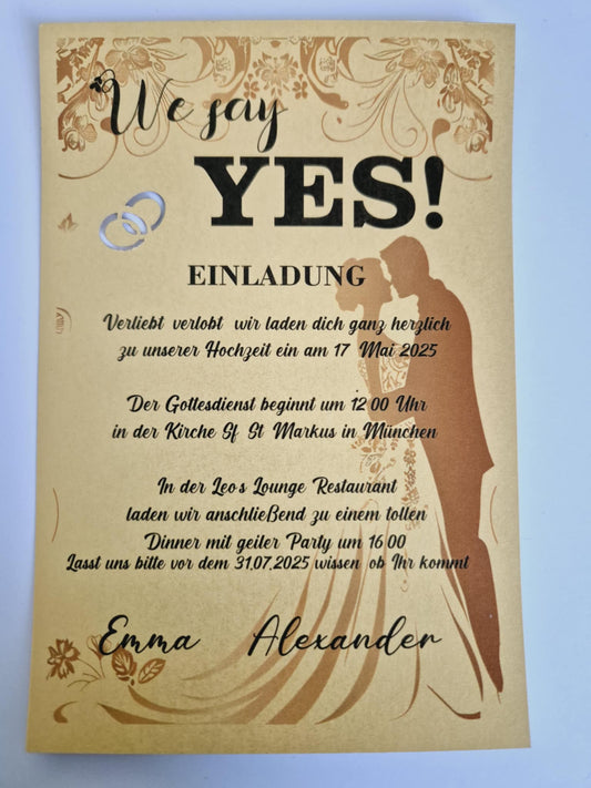 30 STK -Hochzeitseinladung mit einem perforierten Motiv in Form von Ringen