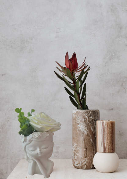 Weiß Blumenmädchen -Tischdeko Handgefertigte Keraflott Vase – Dekorative Frauenkopf Vase für Trockenblumen