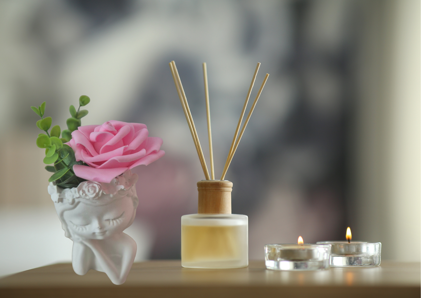 Rosa Weiß Blumenmädchen -Tischdeko Handgefertigte Keraflott Vase – Dekorative Frauenkopf Vase für Trockenblumen