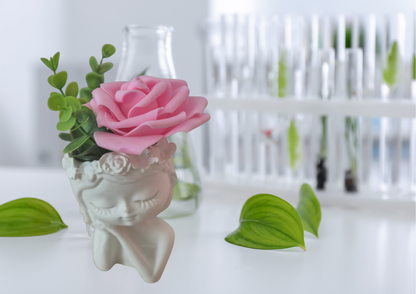Rosa Weiß Blumenmädchen -Tischdeko Handgefertigte Keraflott Vase – Dekorative Frauenkopf Vase für Trockenblumen