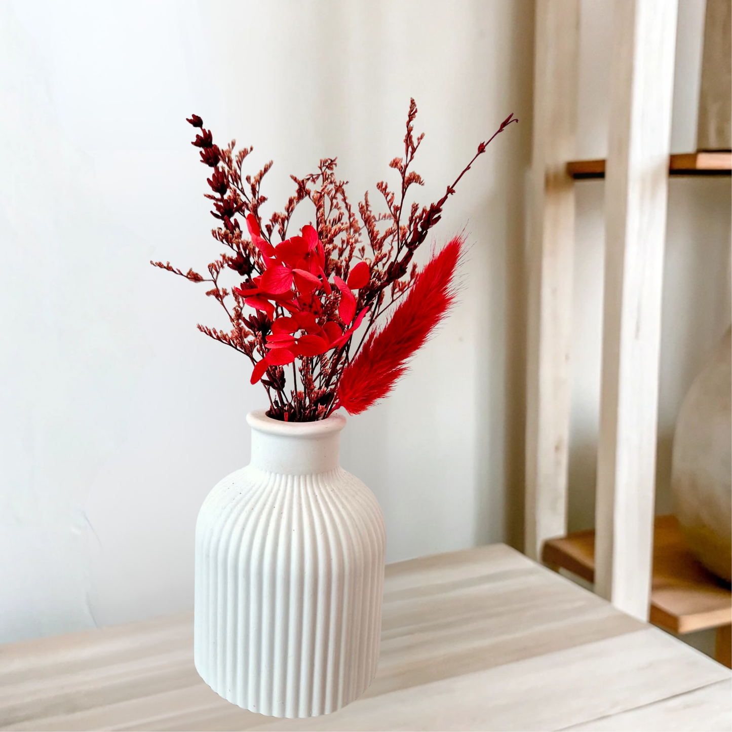 Handgefertigte Keraflott Vase in Weiß – Minimalistische Deko für Trockenblumen