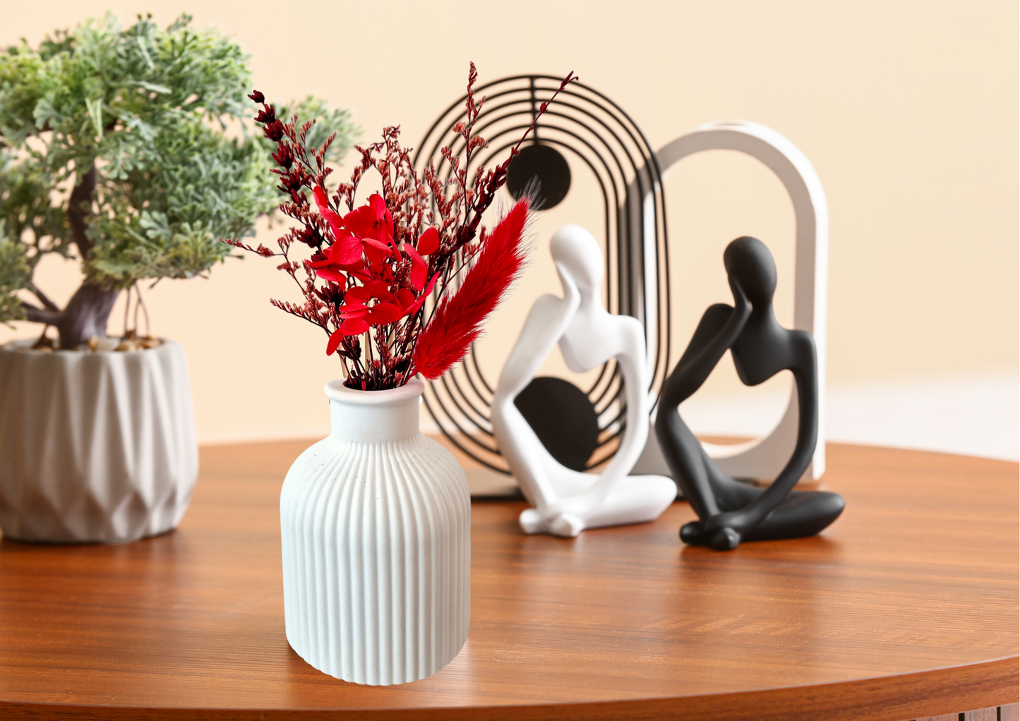 Handgefertigte Keraflott Vase in Weiß – Minimalistische Deko für Trockenblumen