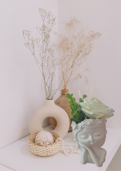 Weiß Blumenmädchen -Tischdeko Handgefertigte Keraflott Vase – Dekorative Frauenkopf Vase für Trockenblumen