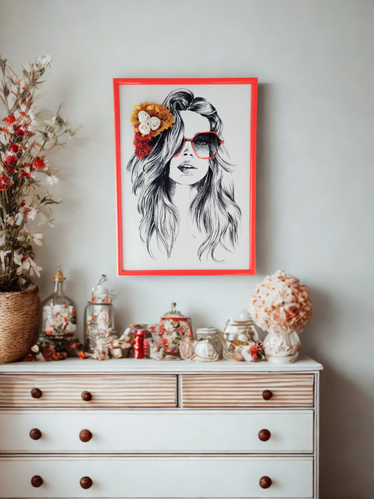 Moos Wandbild Frauenporträt