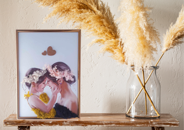 Bild Wohnzimmer Modern Mutter und Tochter Moos Getrocknete Blumen