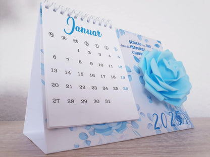 2025Blaue Rose Tischkalender