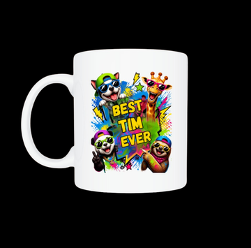 Lustige Tier Tasse „Best Tim Ever“ – Bunte Kaffeetasse für Freunde & Partys