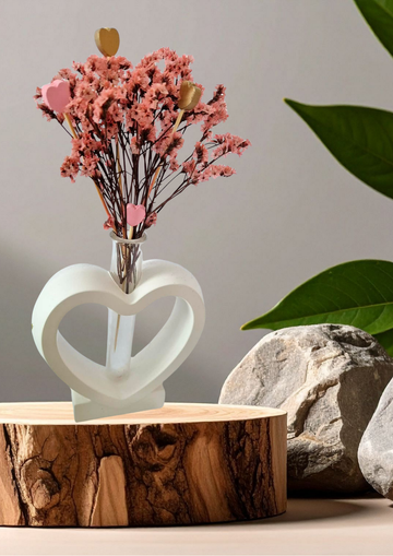 Herzvase mit Reagenzglas undTrockenblumen- Geschenkidee - Muttertrag -Geburtstag