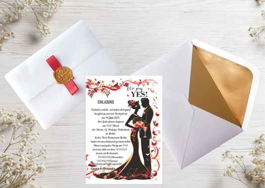 Hochzeitseinladungen A6 personalisiert, –Einzigartig und perfekt für euren besonderen Tag! -M 17