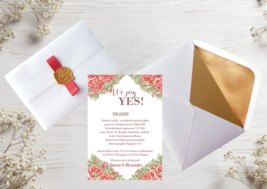 Hochzeitseinladungen A6 personalisiert, –Einzigartig und perfekt für euren besonderen Tag! -M 19