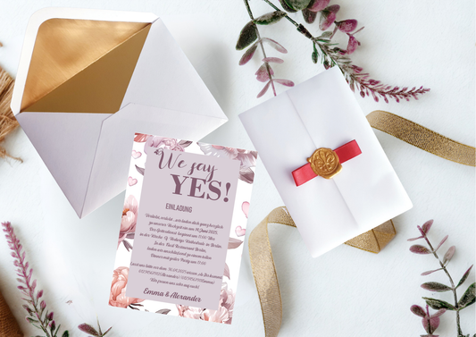 Hochzeitseinladungen A6 personalisiert, –Einzigartig und perfekt für euren besonderen Tag! -M 11