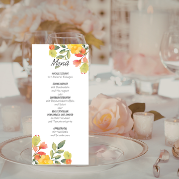 Menükarten Hochzeit Set (10 Stück)- elegante Tischkarten-Wildblumen