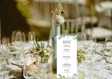 Menükarten Hochzeit Set (10 Stück)- elegante Tischkarten-Eukalyptus