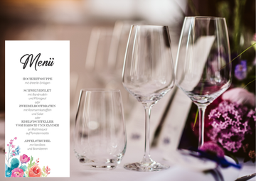 Menükarten Hochzeit Set (10 Stück)- elegante Tischkarten-Feldblumen