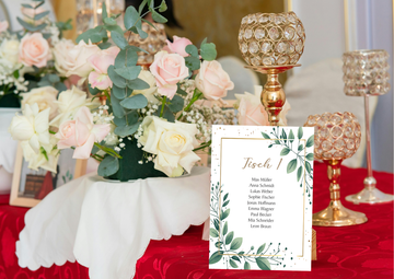 Tischplan Hochzeit Set (10 Stück)- Eleganter Sitzplan-Eukalyptus Design