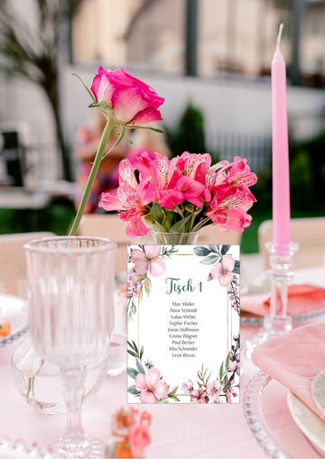 Tischplan Hochzeit Set (10 Stück)- Eleganter Sitzplan-Floral Design 03