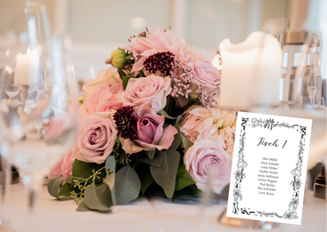 Tischplan Hochzeit Set (10 Stück)- Eleganter Sitzplan- Konfetti Design