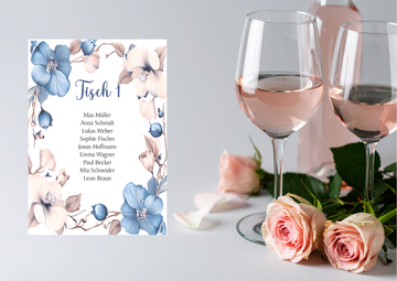 Tischplan Hochzeit Set (10 Stück)- Eleganter Sitzplan-Floral Design 02