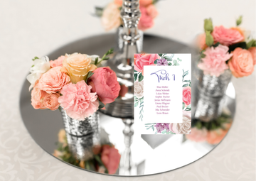 Tischplan Hochzeit Set (10 Stück)- Eleganter Sitzplan-Floral Design 04