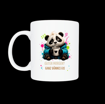 Lustige Panda Tasse – Kaffeetasse für Morgenmuffel mit „Guten Morgen?“ Spruch
