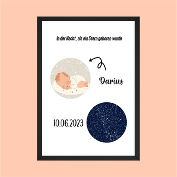 Personalisiertes Baby Poster mit Babybild – Geburtsdaten Geschenk fürs Kinderzimmer M1