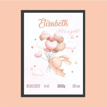 Personalisiertes Baby Poster mit Rahmen – Geburtsdaten Geschenk fürs Kinderzimmer M5