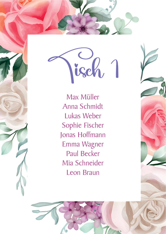 Rose Sitzplan 10 stk