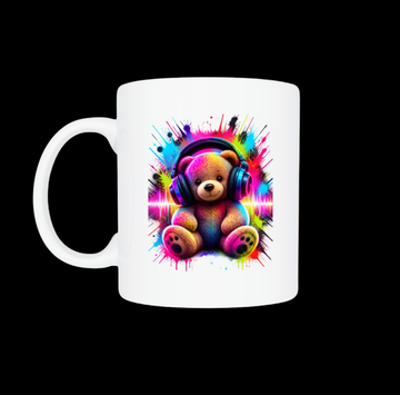 Teddybär Tasse mit Kopfhörern – Süße Kaffeetasse für Musikfans